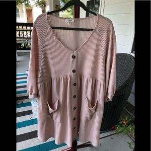 Umgee waffle knit babydoll tunic